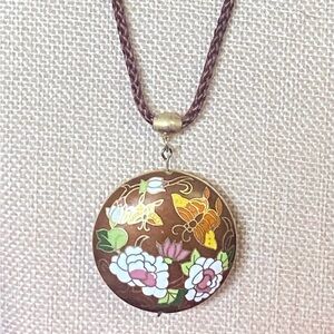 Vintage Cloisonné Golden Blossom Pendant